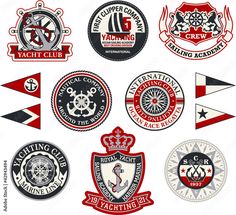 various badges and emblems for yacht club