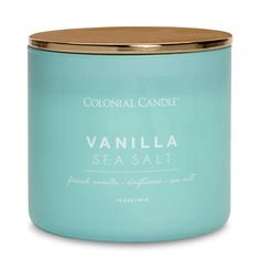 vanilla sea salt candle in a glass jar