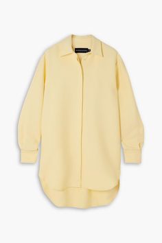 Brandon Maxwell, Dress For Woman, Modern Wardrobe, Pastel Yellow, Mini Shirt Dress, Crepe Dress, Knit Dress, Wool Blend, Loose Fitting