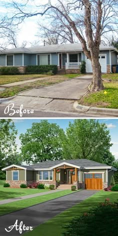 before and after photos of a home in the suburbs