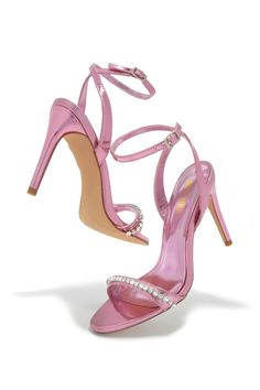 Miss Lola | Pink Ankle Strap High Heels – MISS LOLA Cute Pink Heels, Date Night Heels, Bold Heels, Single Sole Heels, Strap High Heels, Pink Stilettos, Shoe Model, Miss Lola, Rose Shoes