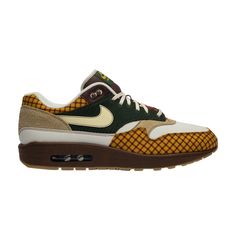 Nike and Laika, famed stop-motion studio, collaborated to release the Missing Link x Air Max 1 'Susan' sneaker to celebrate the release of the Missing Link feature film. Debuted in April 2019, this release was inspired by the film’s main character, Mr. Link, and his Pacific Northwest style. The shoe, designed by Tinker Hatfield and animator Michael Berger, features striped, plaid and woolen textiles, with the AM1’s signature chunky sole wrapped in leather for a premium touch. Retro Sneakers With Air Max Cushioning And Round Toe, Nike Retro Sneakers With Air Max Cushioning, Retro Nike Sneakers With Air Max Cushioning, Pacific Northwest Style, Northwest Style, The Missing Link, Tinker Hatfield, Missing Link, S Signature