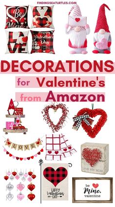 valentine's day decorations for the home with text overlay that reads, decorating for valentine's from amazon