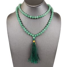 Enhance your spiritual journey with our exquisite Green Aventurine Mala Beads. Each of the 108 mala beads is made from Green Aventurine.  Also known as the “Stone of Opportunity”, Green Aventurine is revered for its metaphysical properties which include the ability to promote growth, prosperity, healing and harmony.  These Green Aventurine beads will encourage you to persevere until you find yourself in a position of leadership.         Each bead works with the other to promote the powerful en Green Spiritual Beads, 108 Count, Green Mala With 8mm Beads For Healing, Green Spiritual Mala With 108 Beads, Green Spiritual Beads For Healing, Green Round Meditation Beads, Green Hand-strung Spiritual Mala, Green Gemstone Beads Mala For Healing, Spiritual Jade Beads For Meditation, Spiritual Jade Jewelry With 108 Beads