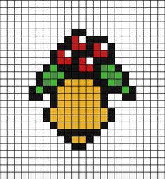 A pixel art template of a Christmas bell with cherries and leafs on top. Pixel Art Noel, Christmas Pixel Art, Christmas Pixel, Square Drawing, Modele Pixel Art, Easy Pixel Art, Pixel Art Templates