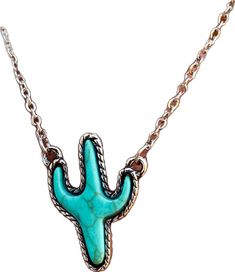 Adjustable Turquoise Necklace For Western-themed Events, Western Style Turquoise Pendant Necklace, Turquoise Western Style Necklace For Gift, Western Jewelry Necklace, Cactus Necklace, Western Turquoise, Not On The High Street, Native Jewelry, Western Jewelry