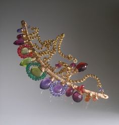 Whimsical Multicolor Wire Wrapped Jewelry, Gold Fantasy Jewelry With Wire Wrapping, Gold Whimsical Jewelry With Unique Variations, Curved Bar Necklace, Jewelry Boards, Artisan Design, Chunky Necklace, Handmade Wire Jewelry, Handmade Design