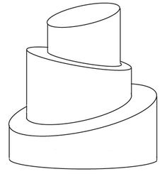 a three tiered cake sitting on top of a white plate with a circular base