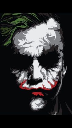 the joker with his green hair and red eyes is shown in this digital art painting