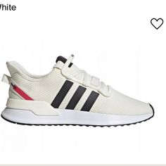 Like Brand New White Cushioned Running Shoes For Streetwear, Classic White Sneakers With Red Sole, White Adidas Synthetic Running Shoes, White Adidas Running Shoes In Synthetic, White Adidas Running Shoes With Synthetic Material, White Adidas Running Shoes In Synthetic Material, White Sporty Running Shoes With Cushioned Footbed, White Cushioned Sneakers For Running, Adidas White Sneakers With Logo