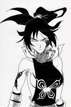 a drawing of an anime character with black hair and a bow on her head,