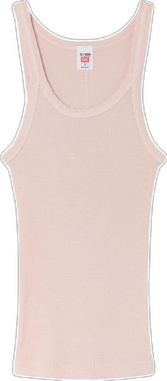 Summer Ribbed Tank Vest, Ribbed Tank Vest For Summer, Pink Fitted Tank Vest, Pink Fitted Crew Neck Tank Top, Summer Ribbed Racerback Vest, Seamless Crew Neck Tank Top For Summer, Pink Crew Neck Tank Top For Spring, Spring Pink Crew Neck Tank Top, Pink Ribbed Cami Top