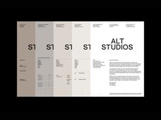 the front and back pages of an art studio brochure