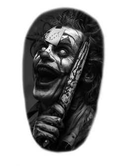 a creepy clown holding a knife in his hand