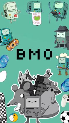 an image of some cartoon characters on a blue background with the words bmj