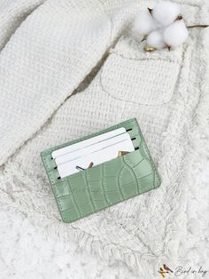 Bird in Bag - Leather Patterned Stone Wallet, Credit Card Holder Purse with Icee Storage Bag for Men and Women, Fashionable and Modern for Anniversary Card Holder Purse, Classic Card, Writing Numbers, Stone Pattern, Leather Pattern, Diy Supplies, Green Pattern, Credit Card Holder, Bird In Bag