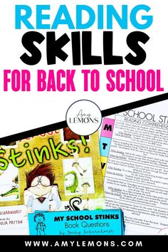 the back to school reading skills for children with text overlaying it and an image of