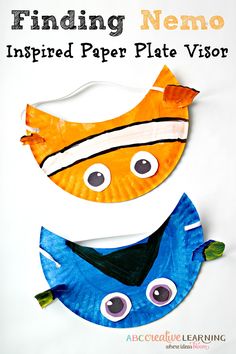 paper plate fish craft for kids with the title finding nemo inspired paper plate vision