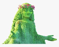 a woman made out of plants with her eyes closed