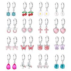 PRICES MAY VARY. Cute Dangle Hoop Earrings: You will get 16 pairs of different cute small hoop earrings with variety of charms, such as animal, butterfly, unicorn, heart, flower, cross, cherry, bow knot, imitaion pearl, simulated crystal and so on Hypoallergenic Earrings for Girls: All the girls earrings are made of good materials, and plated them with silver color. You can feel more comfortable when it comes into contact with your skin Size of Girls Hoop Earrings: The size of inner hoop is 0.39 Animal Butterfly, Jewelry Closet, Multiple Earrings, Flower Cross, Earrings For Girls, Small Hoop Earrings, Dangle Hoop Earrings, Heart Flower, Cute Box