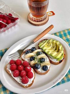 there is a plate with fruit and bread on it