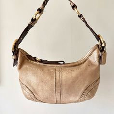 Vintage Y2k Coach Gold Metallic Soho Bag! In Perfect Condition, A Perfect Size Shoulder Bag. Exterior And Interior Both Pristine. Comes With Its Original Coach Hang Tag! Mini Hobo Metallic Y2k Boho Style Metallic Y2k, Y2k Boho, Bags Vintage, Soho, Coach Bags, Boho Style, Vintage Y2k, Boho Fashion, Gold Metal