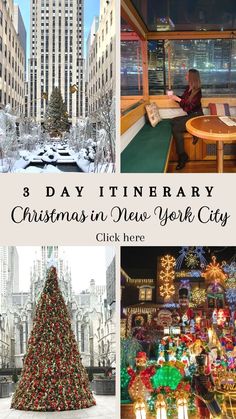 A sample three day itinerary for your Christmas in New York City. The perfect New York travel guide for the holidays and first timers. New York Christmas Time, New York In December, Christmas In New York City, New York City December, Nyc In December, Christmas Travel Destinations, Nyc Itinerary, Christmas Nyc