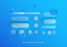 a blue background with some glass buttons on it