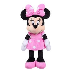 a minnie mouse stuffed animal in a pink dress