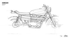 a drawing of a motorcycle on a white background