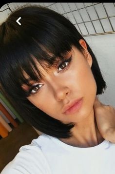 Trendy Hairstyle, Hair Bob, Short Bob Haircuts, Short Hair With Bangs, Haircuts With Bangs, Brunette Hair, Hair Today