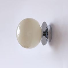 an image of a door knob on a white wall with the light turned off and no one is in it