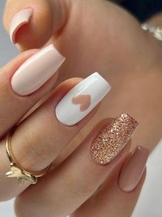 Classy Nails Nude Nail Designs, Casual Nails, Heart Nails, Classy Nails, Nail Arts, Valentine's Day Nails