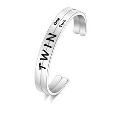 PRICES MAY VARY. Two bracelets band, close to each other and stamped the word "TWIN" together, each has the half word, followed with "one" and "two", to indicate twin one and twin two. "TWIN" split word bangle bracelet set for twin sisters, with one and two in each bracelets. “Half word is you, half word is me, both of us, are TWINS.” Material: Stainless steel, it is lead free and nickel free.Stainless steel is affordable, incredibly durable, and it will not rust or tarnish and is hypoallergenic Twins Gift, Bangle Bracelet Set, Velvet Pouch, Twin Sisters, Cuff Bangles, Bracelet Gift, Bangle Bracelet, Bracelet Set, Womens Jewelry Bracelets