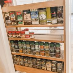 the spice rack is full of spices and seasonings