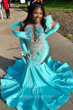 Plunging Neck Rhinestones Blue Spandex Mermaid Long Train Prom Dress #2024 #prominspiration #plussize Blue Mermaid Prom Dress, Feather Prom Dress, Prom Dress With Train, Prom Inspiration, Prom Dress Plus Size, Classy Prom Dresses