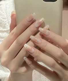 Almond Acrylic Nails Designs, Hello Nails, Asian Nails, Blush Nails, Pretty Gel Nails, Really Cute Nails, Soft Nails, Kawaii Nails, Bridal Nails