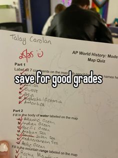 someone is holding up a paper with words on it that say save for good gradees