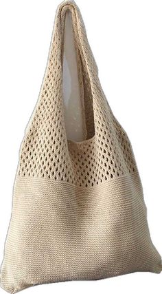 Beige Crochet Shoulder Bag With Large Capacity, Beige Large Capacity Crochet Shoulder Bag, Large Capacity Beige Crochet Shoulder Bag, Trendy Khaki Beach Bag, Casual Khaki Shoulder Bag For Summer, Casual Khaki Straw Shoulder Bag, Casual Beige Canvas Bag For Beach Season, Casual Large Capacity Khaki Straw Bag, Trendy Khaki Beach Bag For Summer