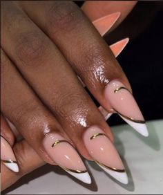 Gold Line Nails, Line Nails, Jelly Stickers, White French Nails, Gel X Nails, X Nails, Nail Art Gel, Lines On Nails, Dope Nail Designs