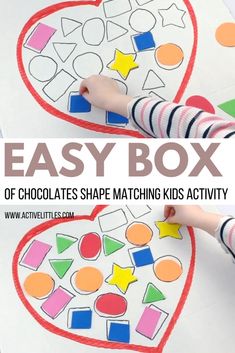 a heart shaped shape with the words easy box on it and a child's hand holding