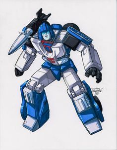 a drawing of a blue and white robot that appears to be from the animated movie