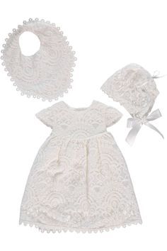 Baby Girl Special Occasion Lace Dress + Bonnet – Carriage Boutique Christening Gowns Baby Girl, Girl Baptism Dress, Baby Christening Dress, Catholic Baptism, Baby Frock Pattern, Baptism Gown, Frock Patterns, Girls White Dress, Girl Baptism