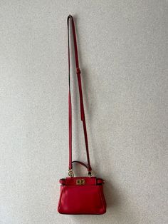 Fendi Peekaboo Micro Handbag Crossbody Mini Red Bag | eBay