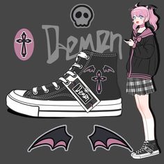 Fly with Style and Spookiness in our Bat Wings High Top Shoes! 🦇👟 🌟 Unique and Edgy: These high top shoes are perfect for adding a touch of individuality and gothic style to your look. Ideal for those who appreciate a blend of uniqueness and comfort. ✨ Superior Quality: Crafted with precision to ensure top-notch quality. Designed for a comfortable fit and featuring distinctive bat wing details. 💫 Versatile and Stylish: These shoes make a statement, making them suitable for various occasions. Black High-top Sneakers With Anime Print, Casual Black High-top Sneakers With Anime Print, Black Anime Print Sneakers With Round Toe, Black Sneakers With Anime Print And Round Toe, Punk High-top Sneakers For Streetwear, Punk Style High-top Sneakers For Streetwear, Edgy Black High-top Sneakers For Streetwear, Black Harajuku Style Lace-up Sneakers, Harajuku Style Black Sneakers With Round Toe