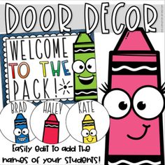 the back to school poster is decorated with crayons