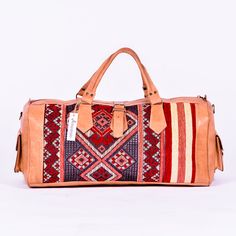 Artihandmade™ Leather Bag Are you looking for a fashion and trendy travel bag, for travelers who apreciate craftsmanship and handmade design. This kilim bag is a Must-Have for your outgoing trips due to the creative kilim patterns and high quality materials. We offer you a unique and light bag with real leather hand-dyed tanned you will certainly be in harmony with the cool and natural look. Easy to carry for Clothing-Traveling and Sports , With Two Side Pockets And Two In Interior For Accessori Brown Vegetable-tanned Satchel For Travel, Traditional Brown Travel Bag With Leather Handles, Traditional Rectangular Duffle Bag For Travel, Artisan Travel Shoulder Bag With Leather Lining, Artisan Shoulder Bag For Travel With Leather Lining, Artisan Shoulder Bag With Leather Lining For Travel, Travel Tote Bag With Vegetable-tanned Leather, Traditional Brown Rectangular Weekender Bag, Traditional Rectangular Weekender Bag For Travel