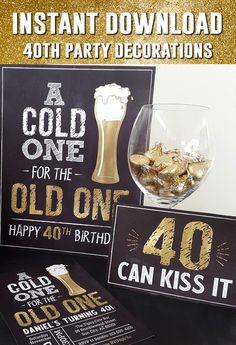 40th Party Decorations, Cheers To 40 Years, 40 Birthday Signs, 40th Birthday Party, 40th Birthday Decorations