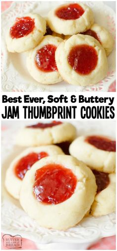 the best ever, soft and buttery jam thumbprint cookies are made with just 3 ingredients