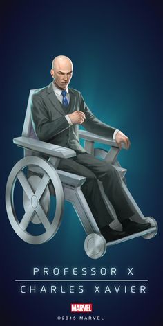 a man in a suit and tie sitting on a wheel chair with his legs crossed